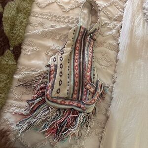 Handwoven Fringe Crossbody Bag — Neutral Multi